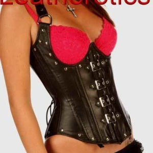 Under Bust Corset Leather Black Cupless Gothic